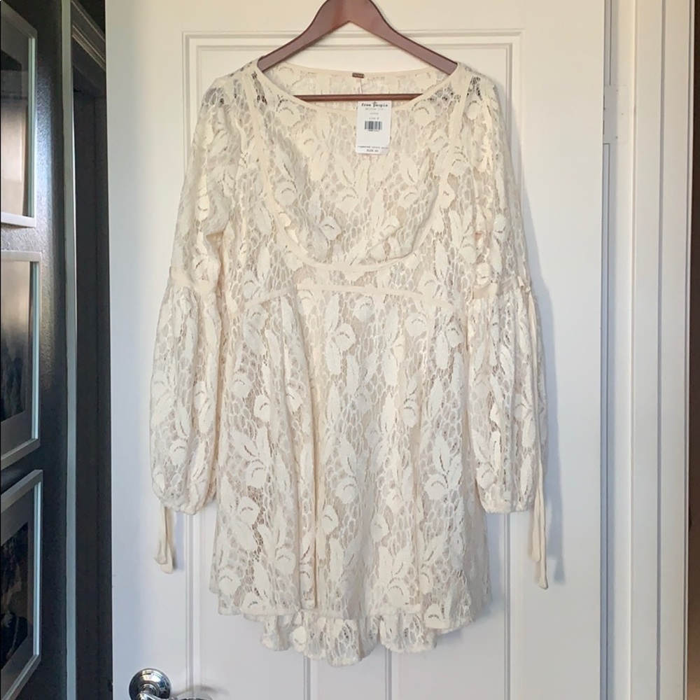 Free People Ivory Lace Boho Dress Medium